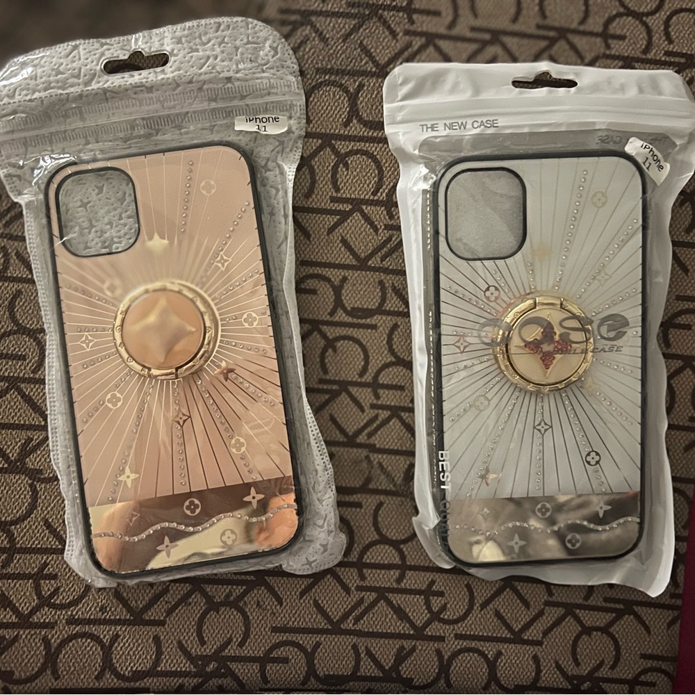 iPhone 11 FULL BLING hard shell case + lanyard x2